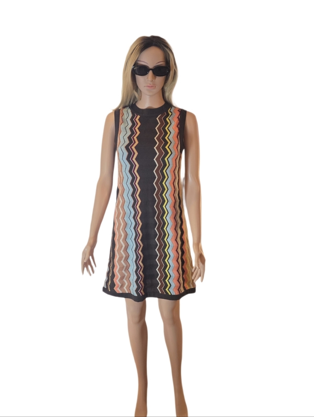 Missoni for Target Multicolor Zig Zag Sleeveless Knit Sweater Dress EUC